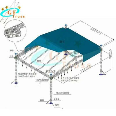 照明トラス携帯用段階のプラットホームの地上サポートおよび本管によって使用される屋根システム