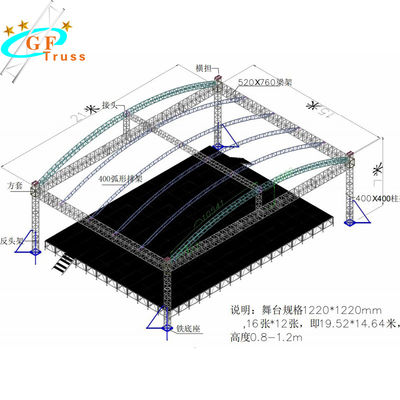 30*2mmの支柱の管が付いている屋外6061-T6アルミニウム屋根のトラス